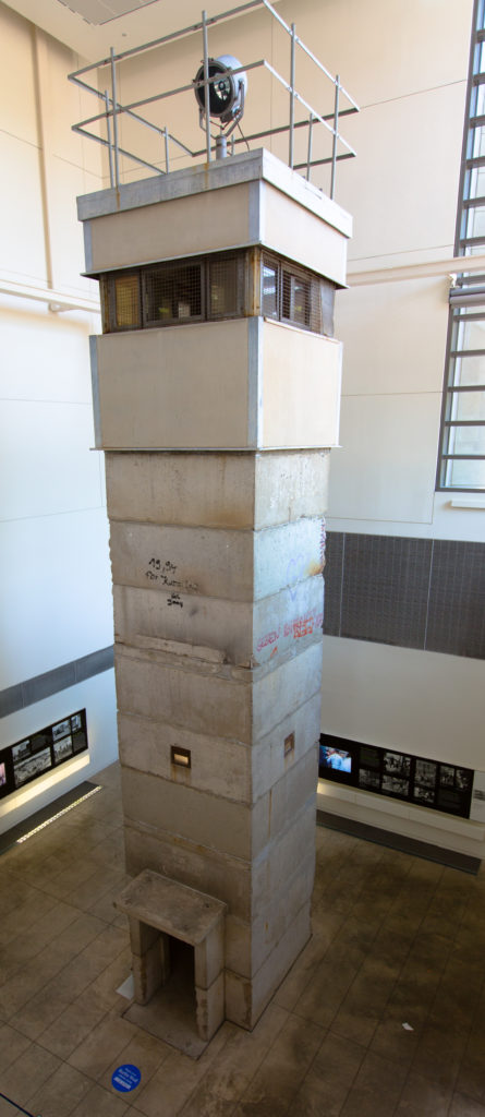 This tower was one of the 300 found along the Berlin Wall. There are only eight remaining. 