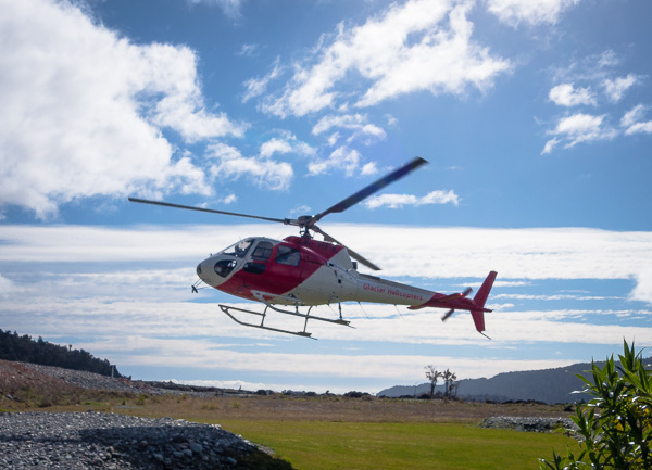 The helicopter that brought us to the top of the glacier was the same kind of helicopter that has landed on Mount Everest. It is specially made for those mountain conditions. 