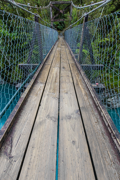 The bridge was a bit bouncy, but not so much that it felt like you would fall into the turquoise water below. 