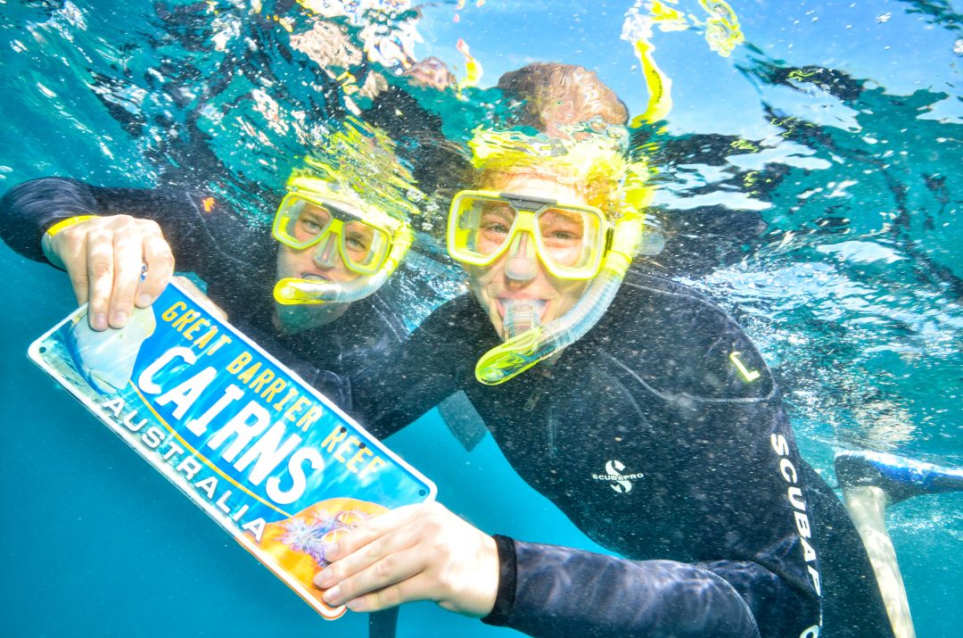 Learning to Scuba at the Great Barrier Reef in Australia.