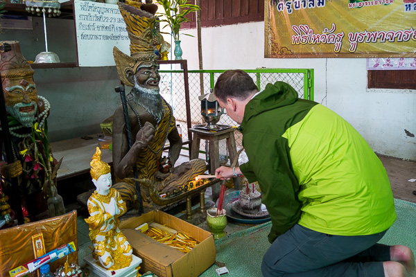 Lighting the incense and making a wish for the tattoo.