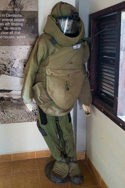 The protective suit that Aki Ra and his team wear to remove the mines and UXOs. 