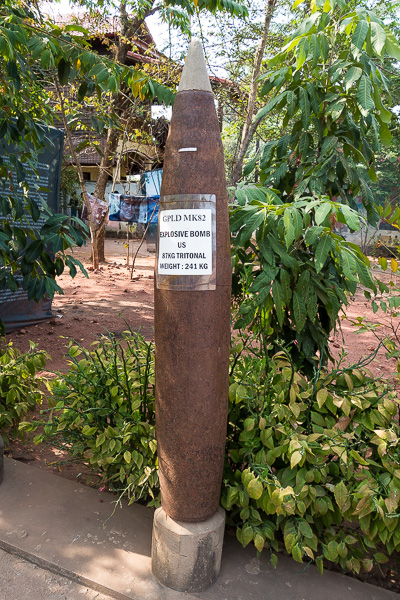 One of the bombs that line the path into the museum. 