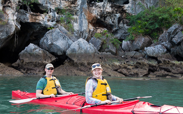 Double-kayaking and not fighting! Whoop, whoop! 