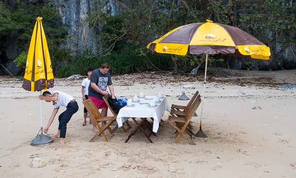 Lunch setup on our private beach. 