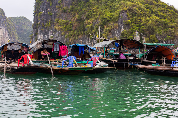 A few of the homes left in the fishing village in Halong Bay. 