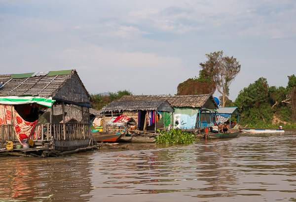 A few of the hundreds of houses that make up the floating village near Kampong Chhnang in Tonle Sap Lake. 